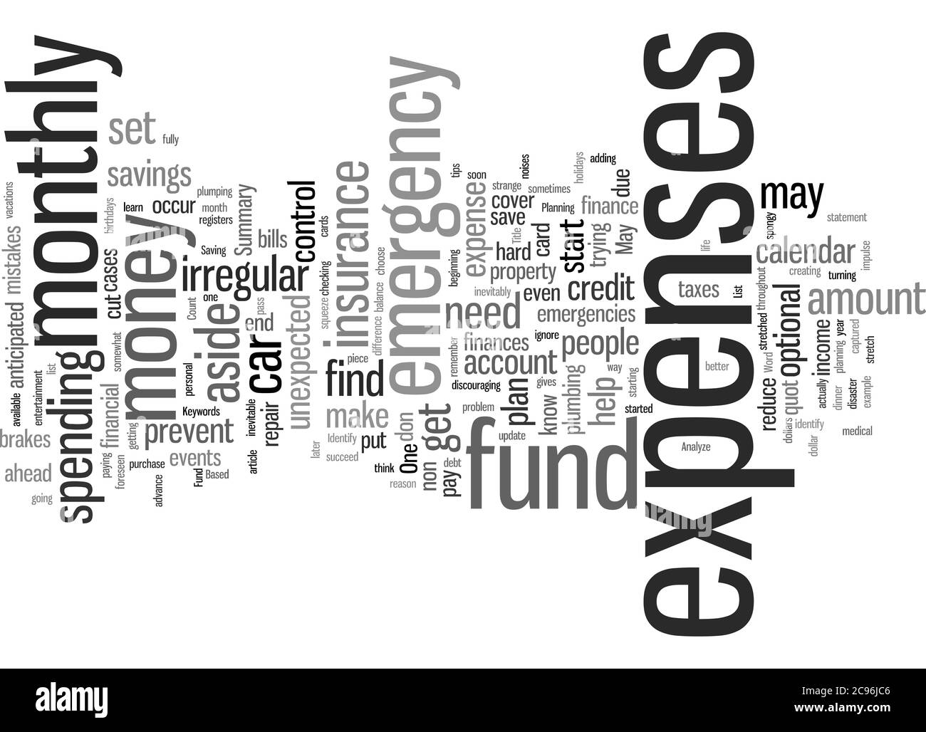 Word Cloud Summary of How To Create Your Own Emergency Fund Article Stock Photo