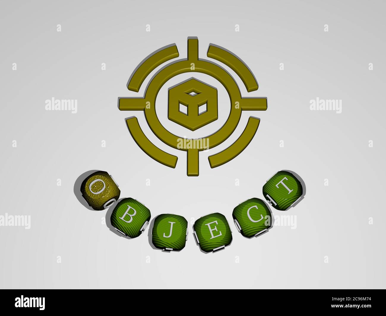 3D illustration of OBJECT graphics and text around the icon made by ...