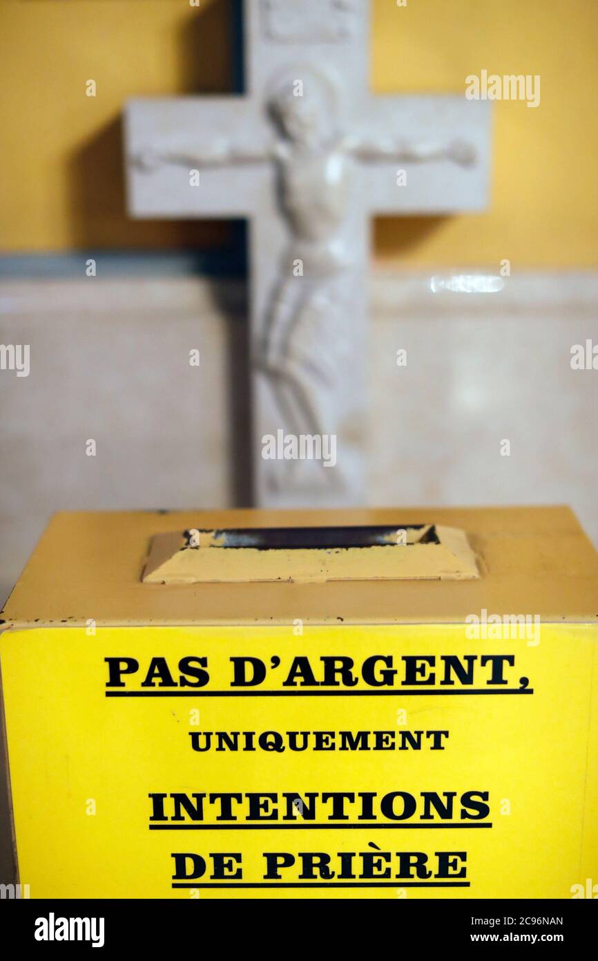 Basilique de la visitation. Prayer intention box.  Annecy. France. Stock Photo