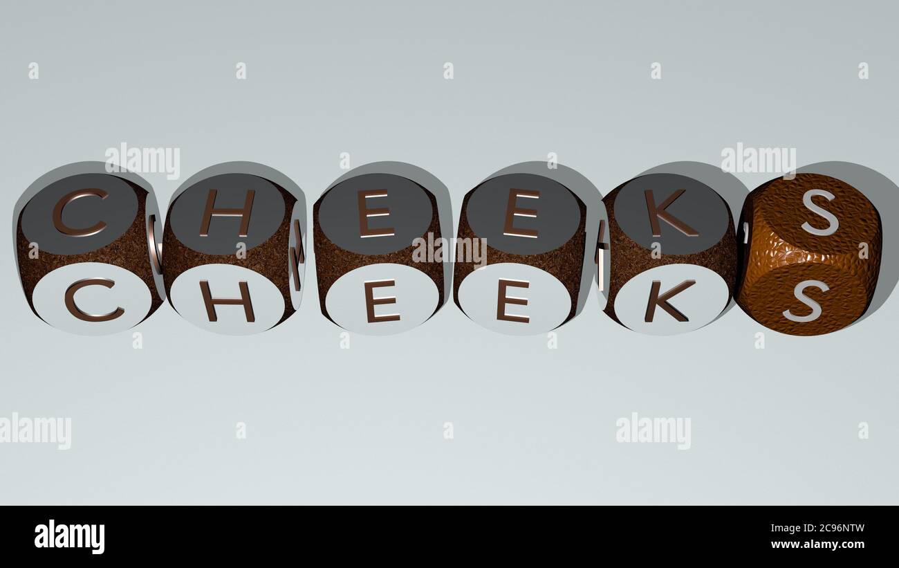 combination of CHEEKS built by cubic letters from the top perspective ...