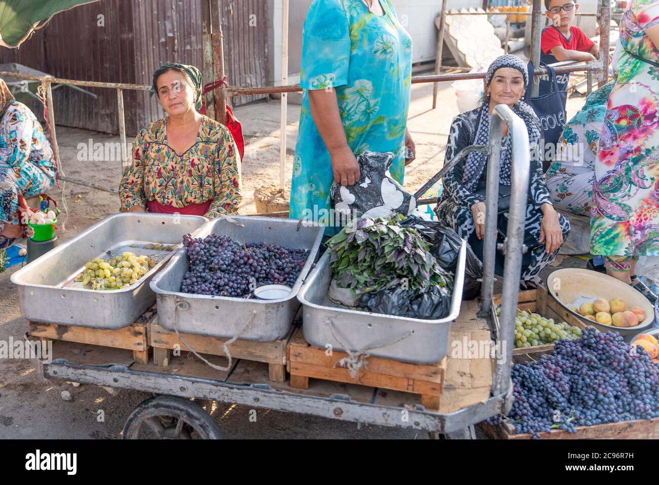 Khujand/Tajikistan-05.18.2020:The view of stalls full of fruits and