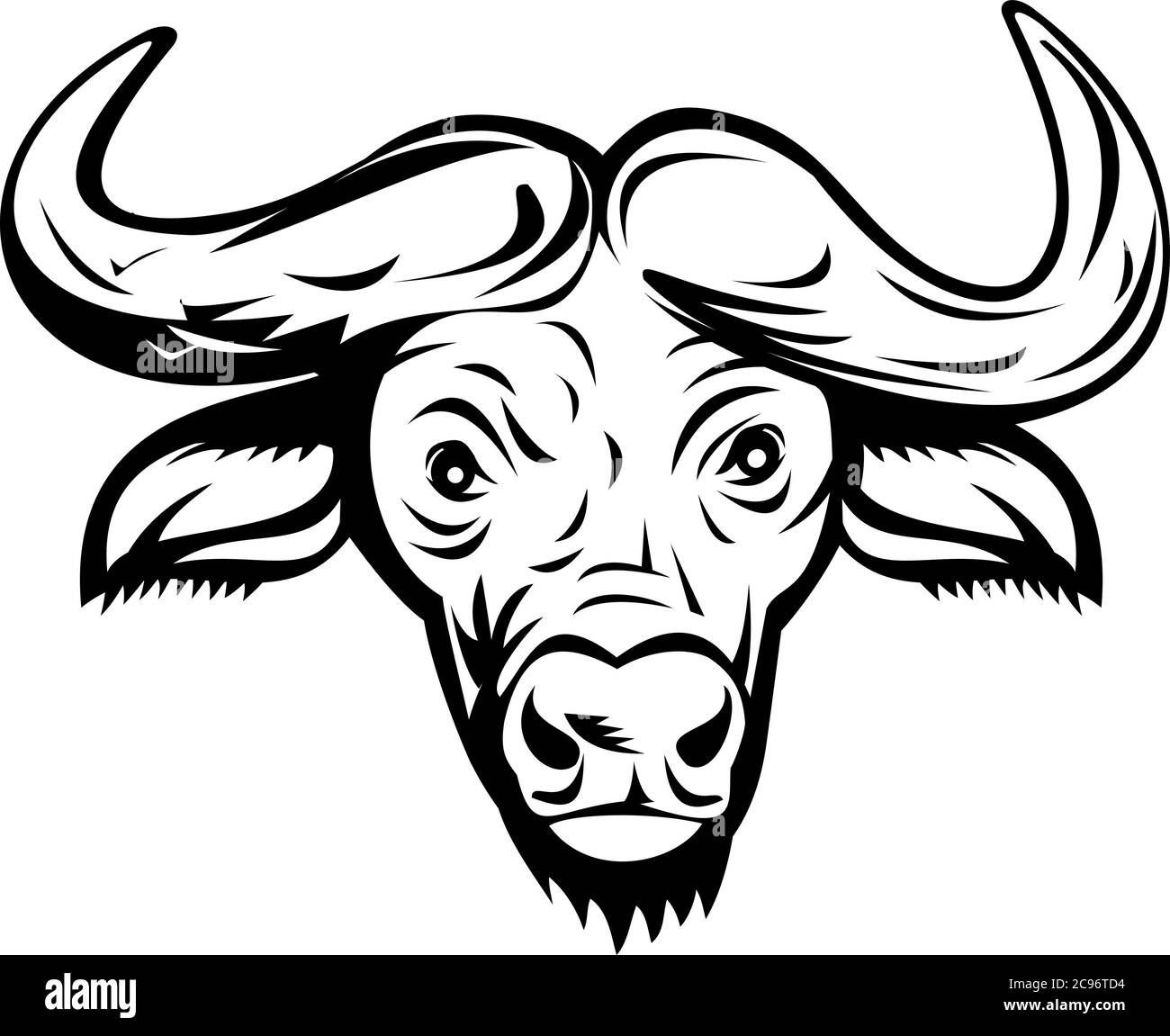 Retro style illustration of head of an African buffalo or Cape buffalo