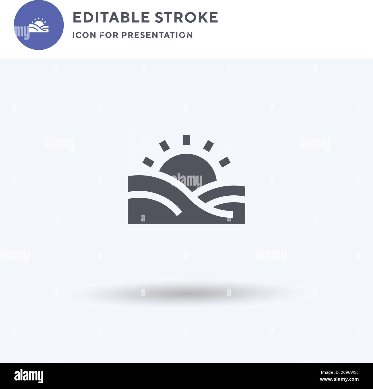 Sunset icon vector, filled flat sign, solid pictogram isolated on white ...