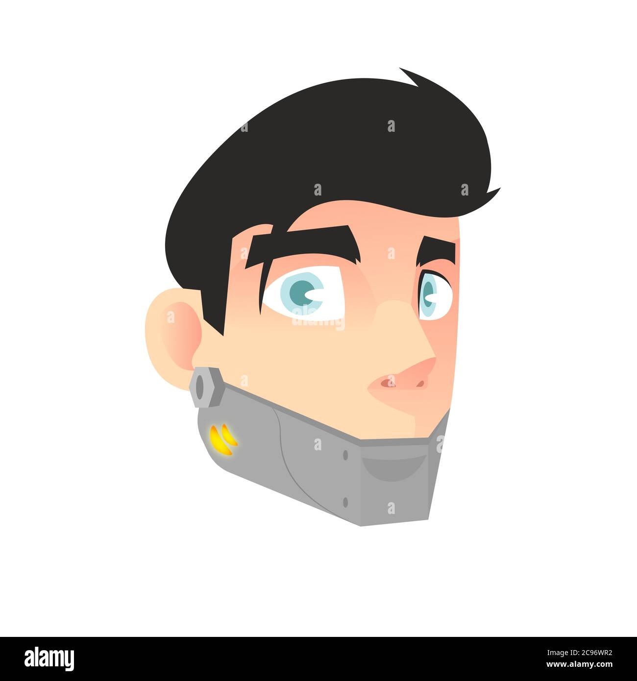 Dark-haired man with a jaw prosthesis Stock Vector