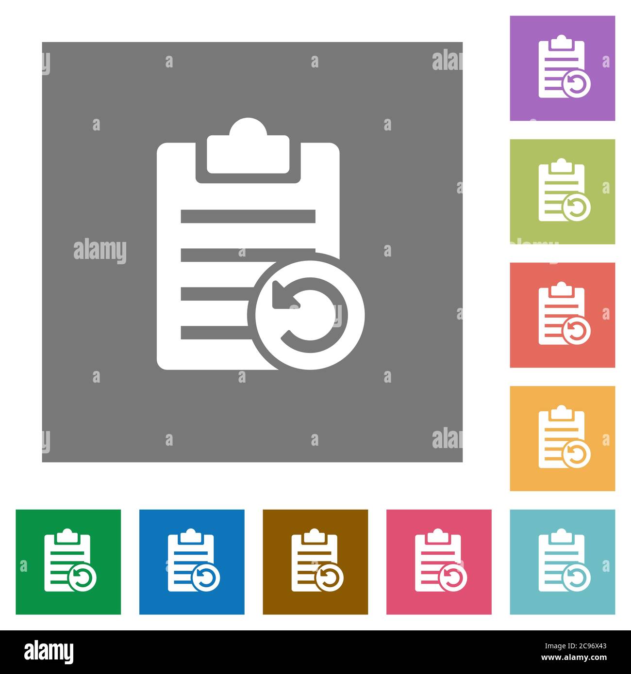Undo note changes flat icons on simple color square backgrounds Stock Vector