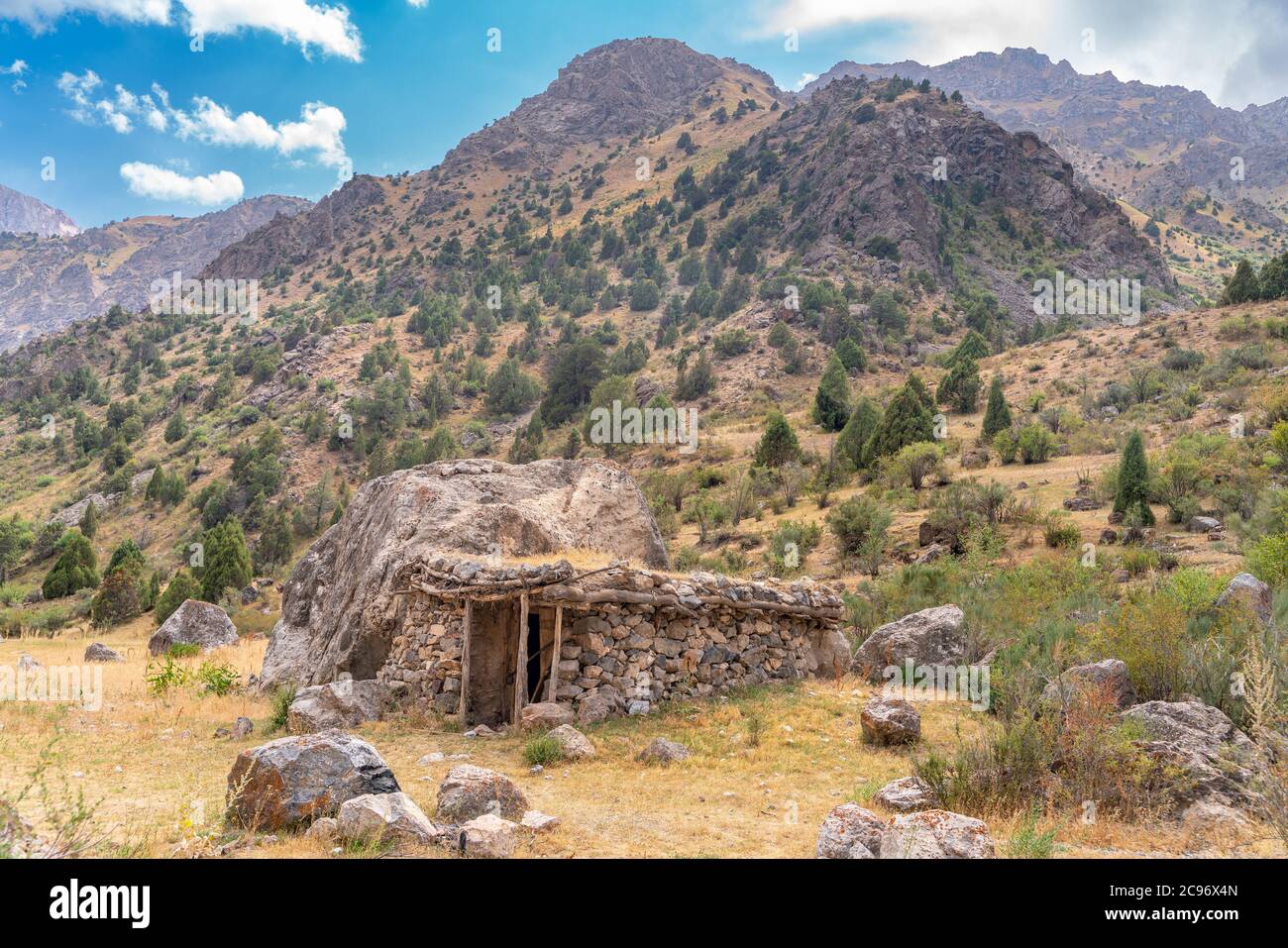 The stone traditional shepherd house in Fann mountains in Tajikistan