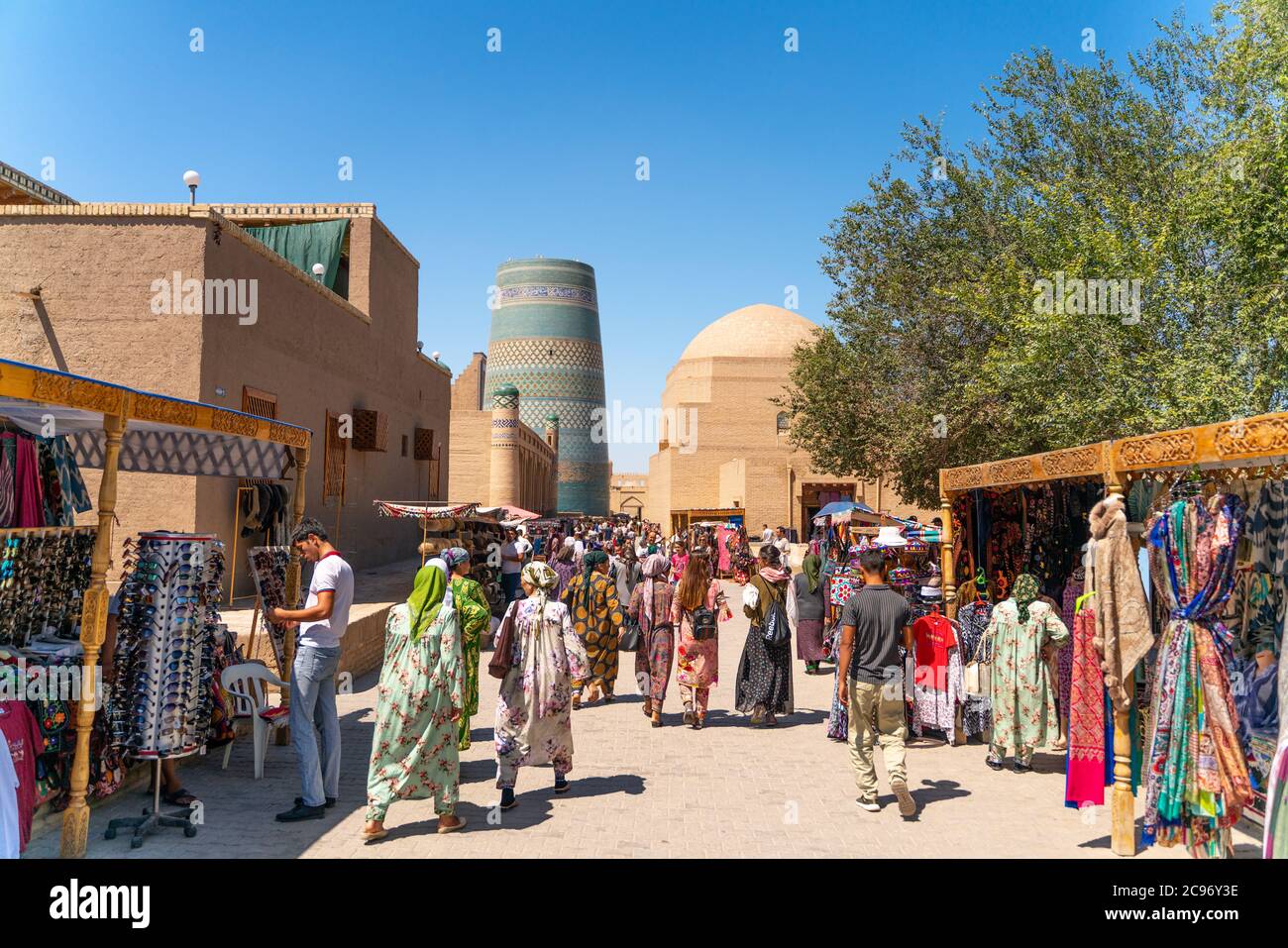 Khiva/Uzbekistan:08.20.2019-The view o famous bazaar street in Khiva Stock Photo