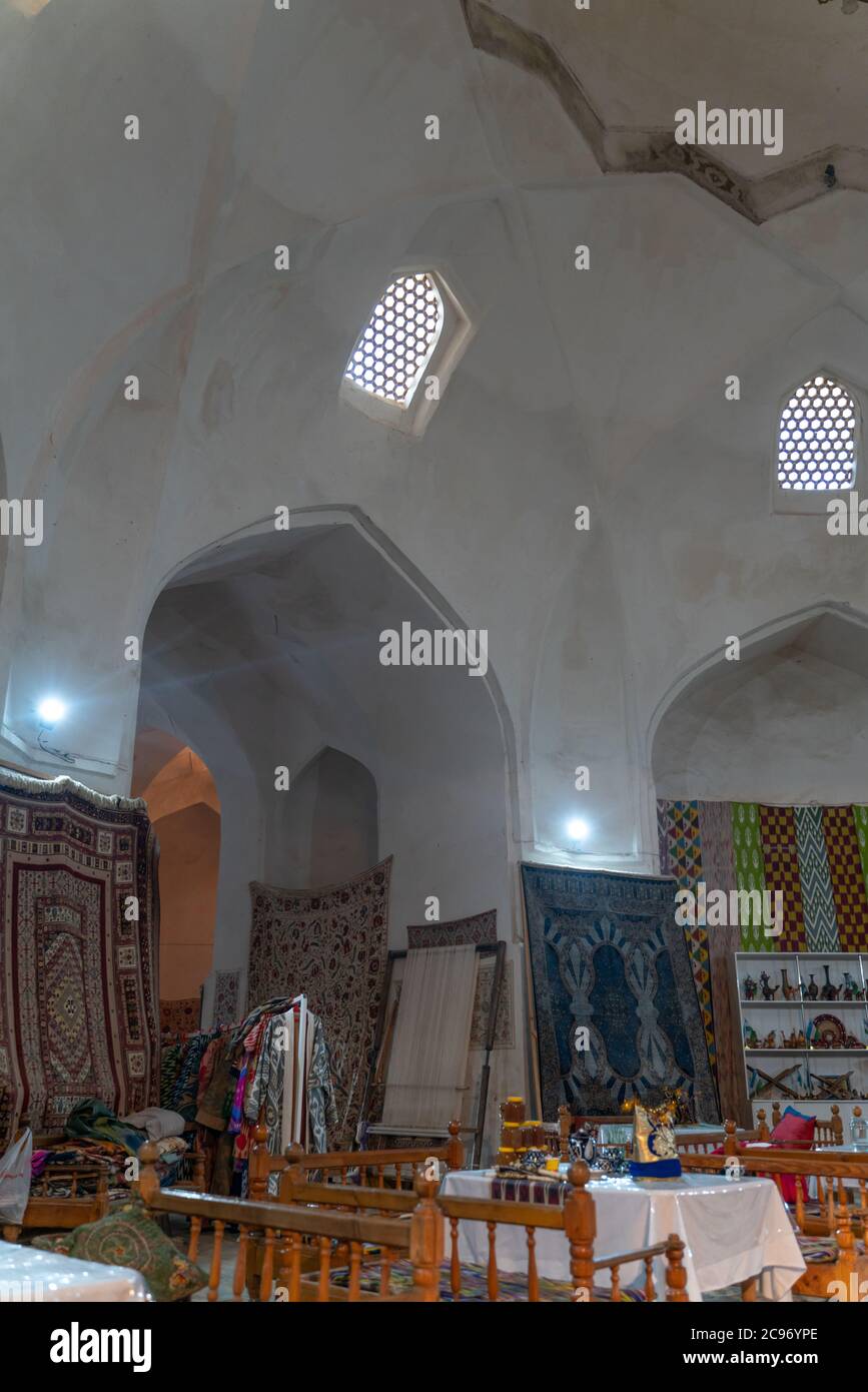 The old carpet market in Bukhara Stock Photo