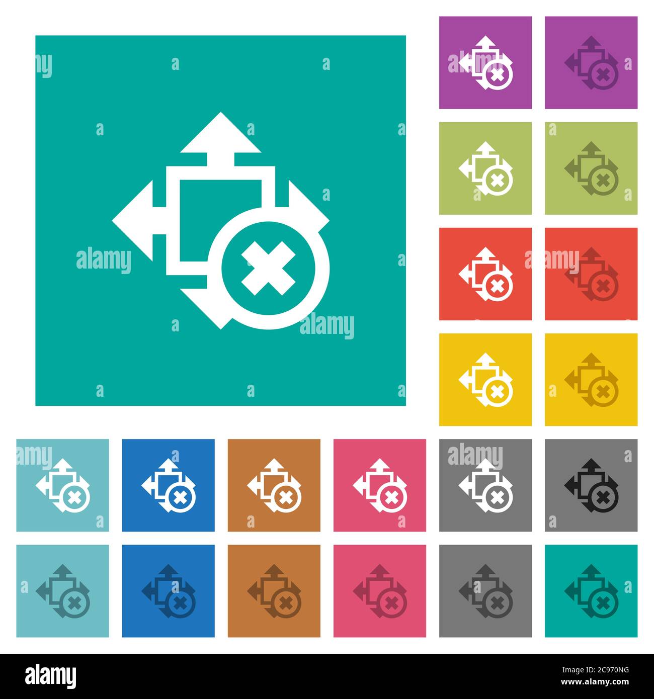 Cancel size multi colored flat icons on plain square backgrounds ...
