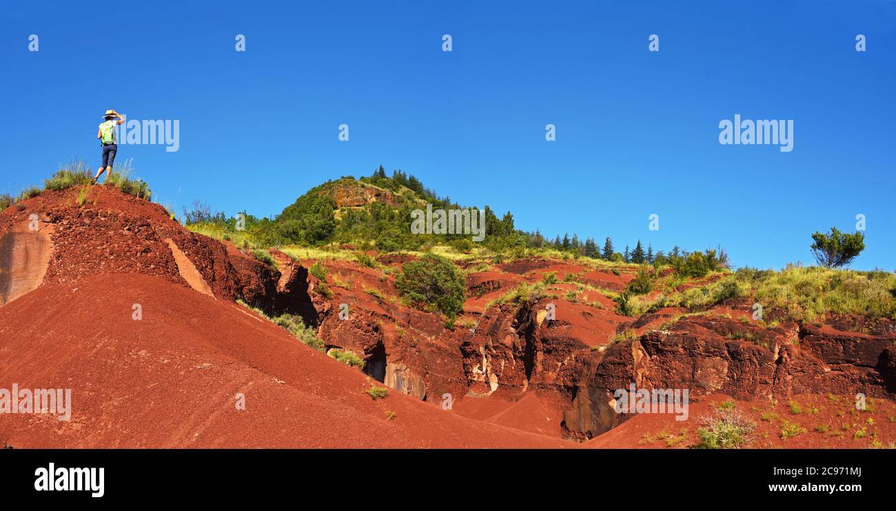 rock formation Les Ruffes at the Lac du Salagou, France, Herault, Celles Stock Photo