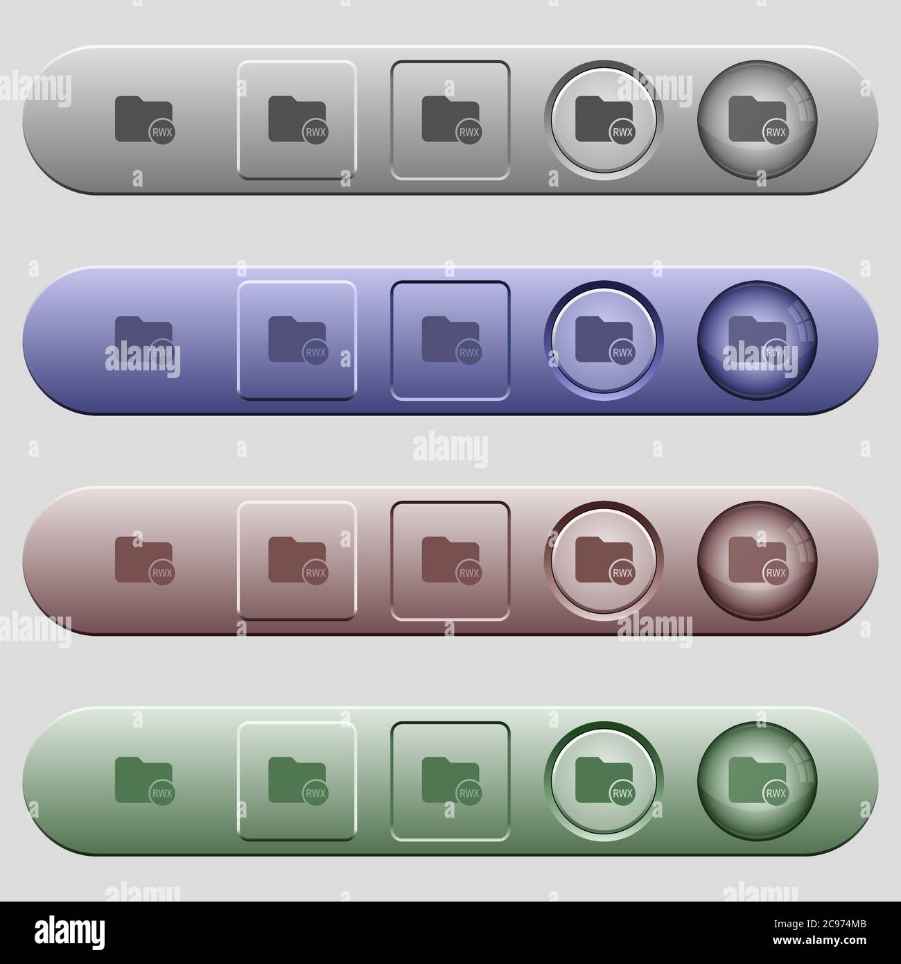 Directory permissions icons on rounded horizontal menu bars in ...