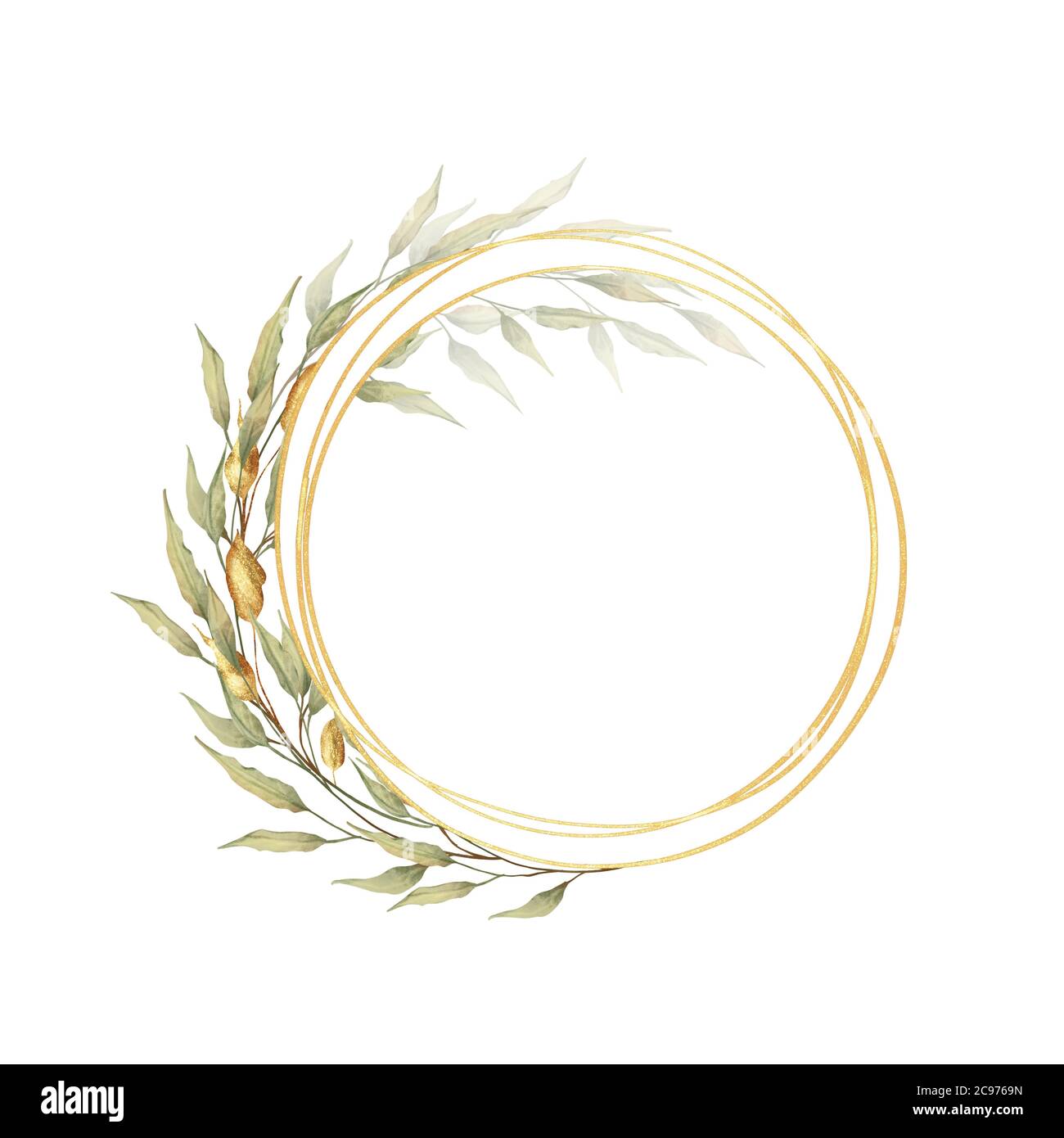 Gold round frame hi-res stock photography and images - Alamy