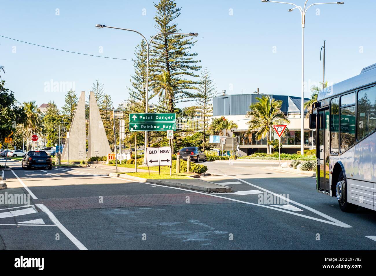 Coolangatta, Qld, Australia July 16, 2020 the border between NSW and Qld. As part of covid19