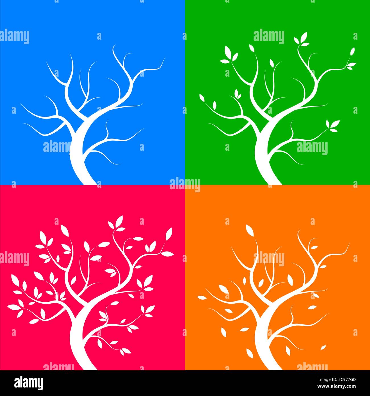 Vector illustration of four season trees Stock Vector Image & Art - Alamy