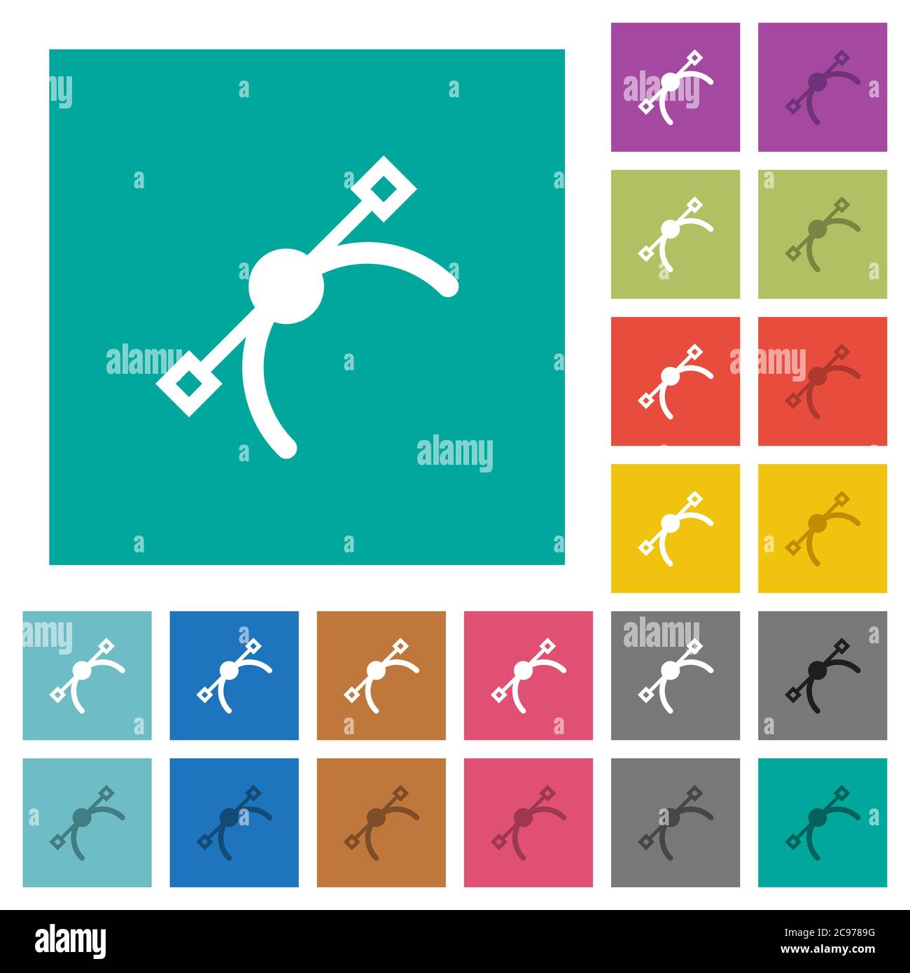 Vector symbol multi colored flat icons on plain square backgrounds. Included white and darker icon variations for hover or active effects. Stock Vector