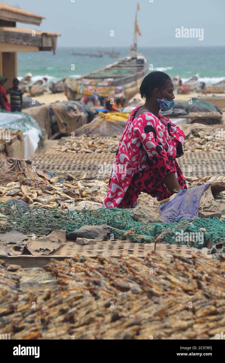 Cayar Artisanal fish processing site in Cayar, Senegal Stock Photo - Alamy