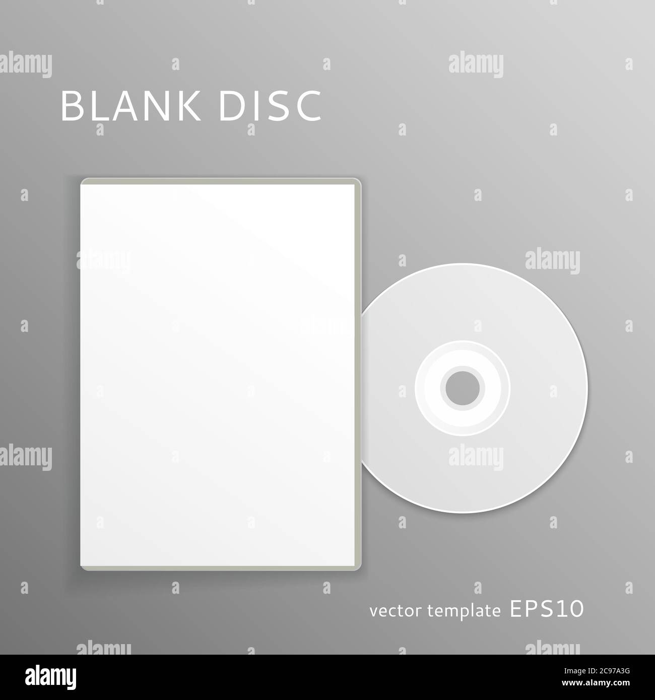 Vector blank DVD with paper cover isolated on gray background Stock