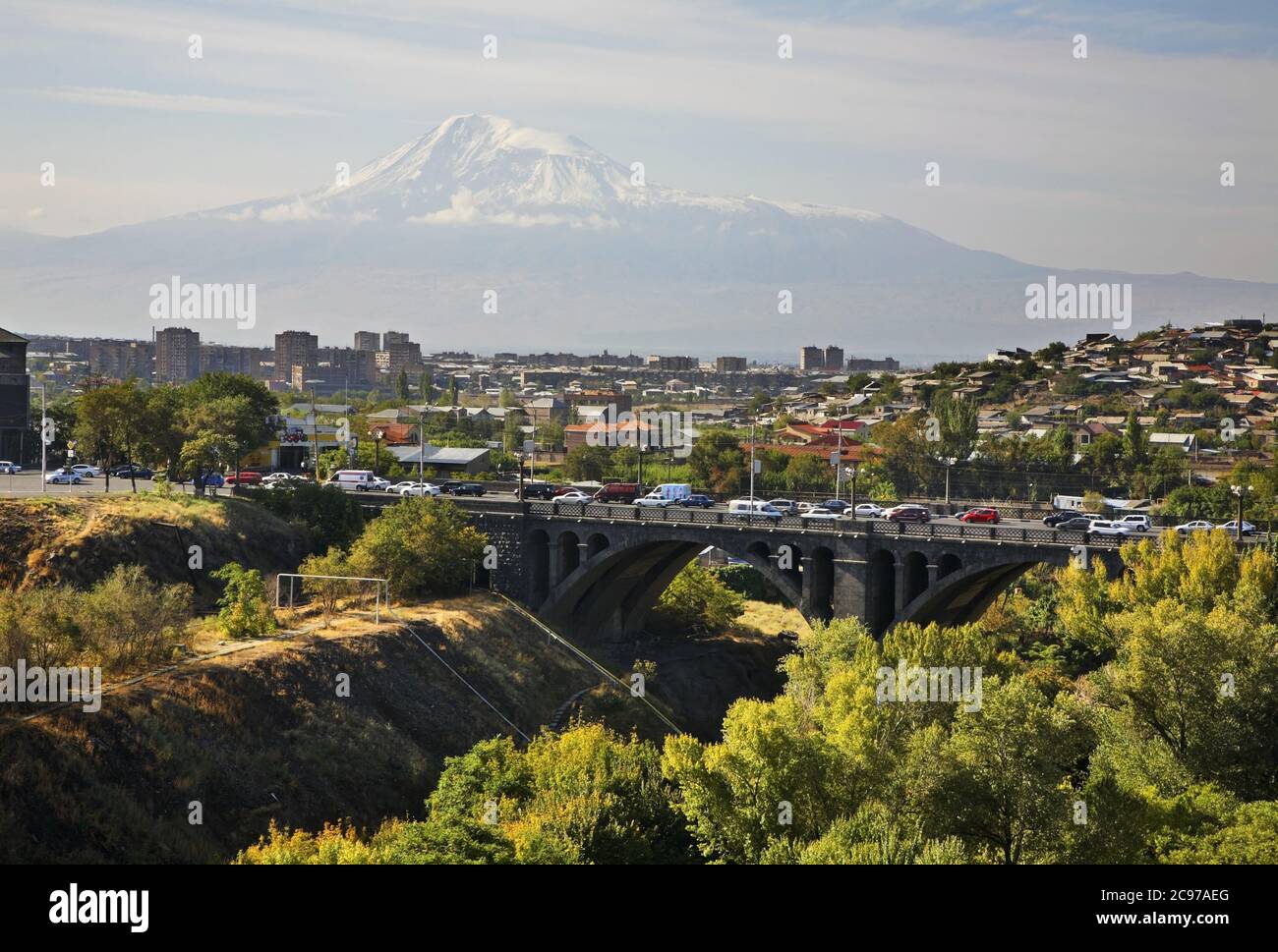 Mount Ararat and Victory bridge in Yerevan. Armenia Stock Photo Alamy