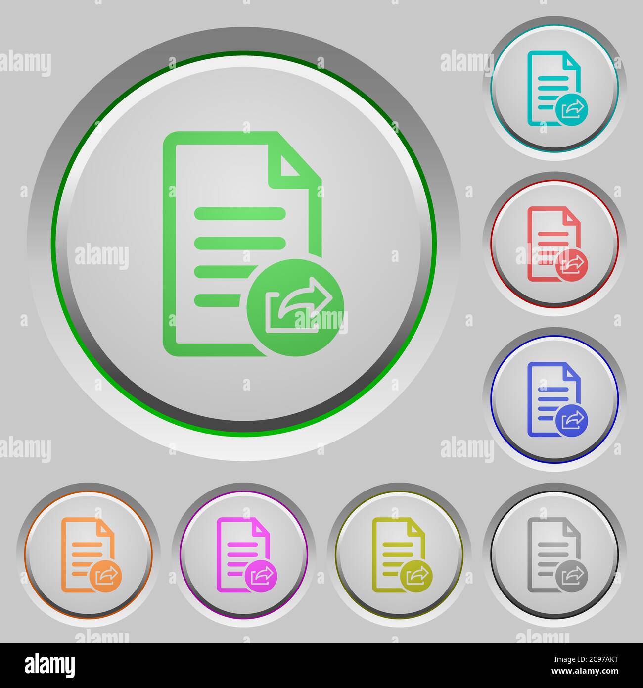 Export document color icons on sunk push buttons Stock Vector