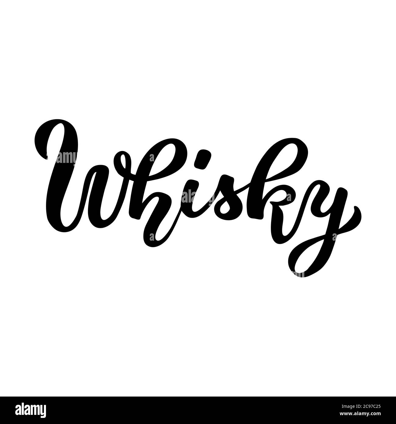 Calligraphy lettering Whisky. Hand-drawn and digitized. Vector ...