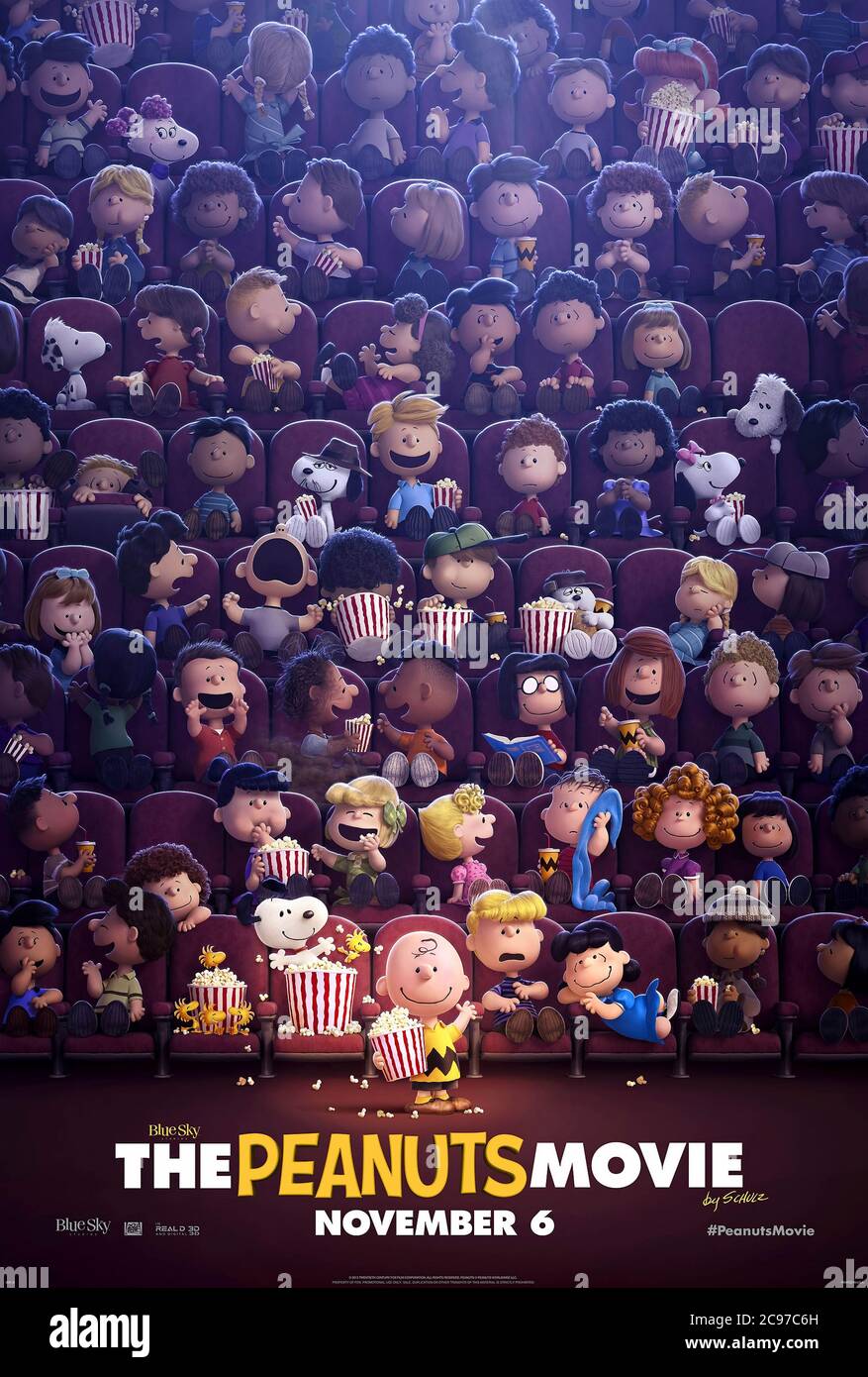The Peanuts Movie (2015) directed by Steve Martino and starring Noah Schnapp, Bill Melendez and Hadley Belle Miller. Charles M. Schulz's much loved characters return in this heartwarming 3D animated comedy. Stock Photo