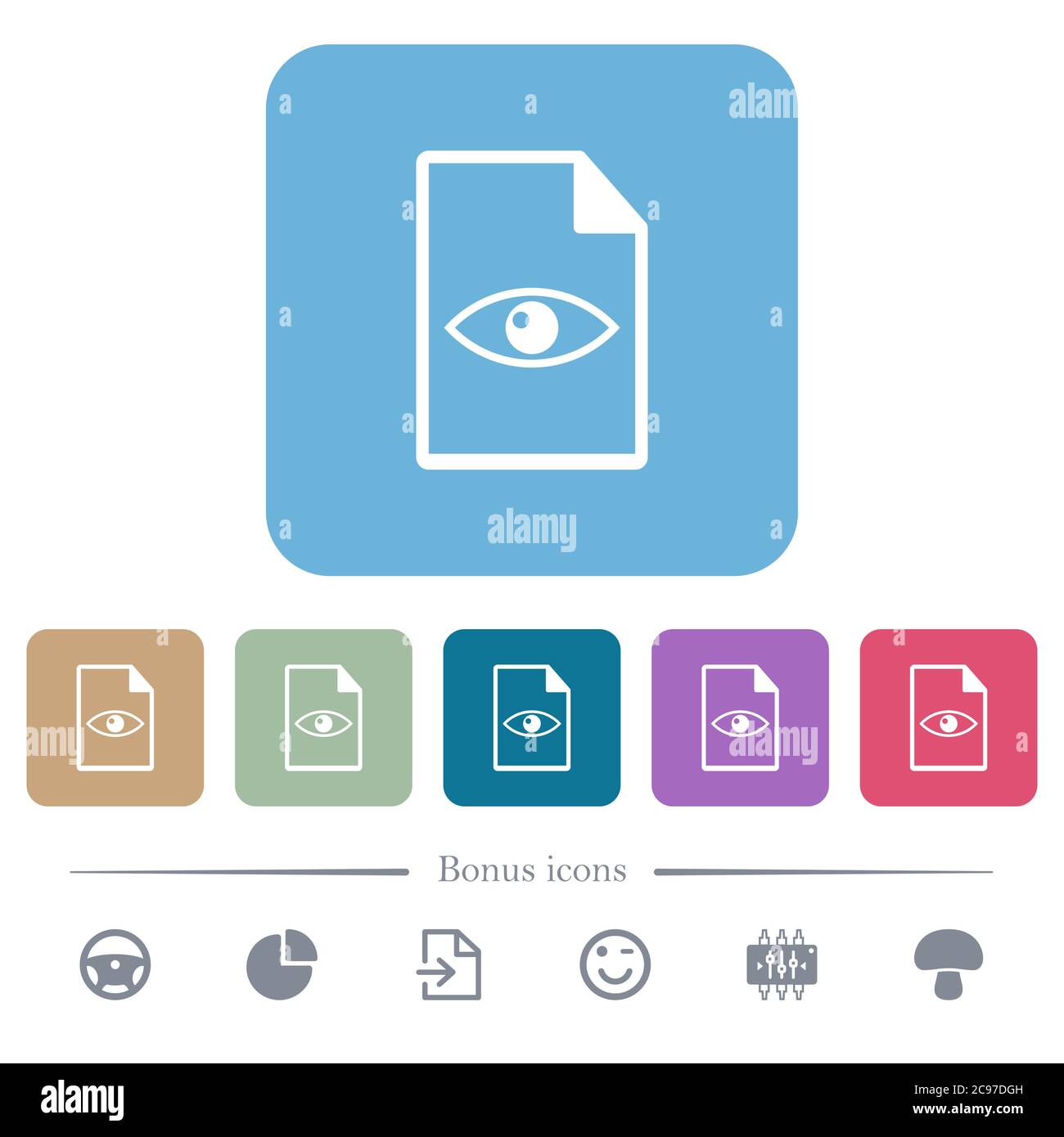 File preview white flat icons on color rounded square backgrounds. 6 ...