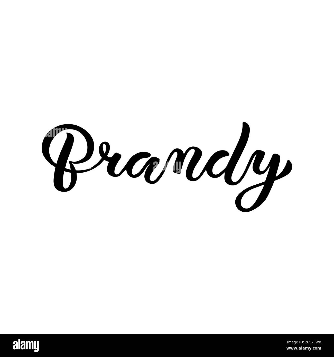 Calligraphy lettering Brandy. Hand-drawn and digitized. Vector ...