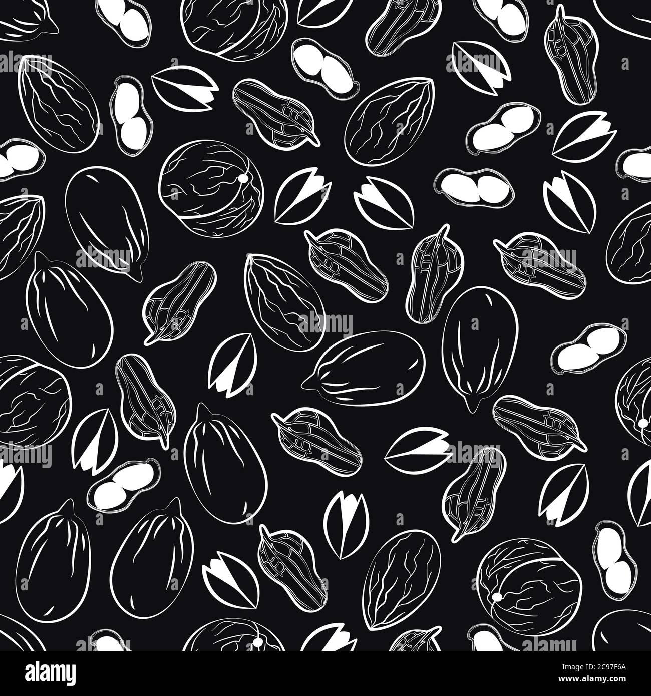 Assorted nuts Vector illustration in sketch style Stock Vector