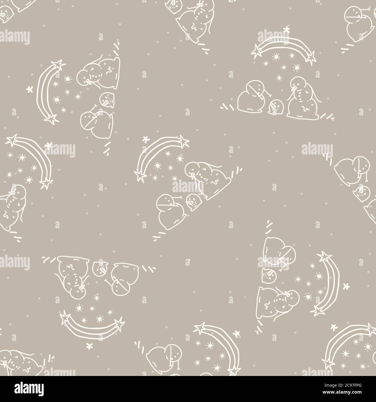 Seamless winter snowman scene background pattern. Simple gender neutral ...