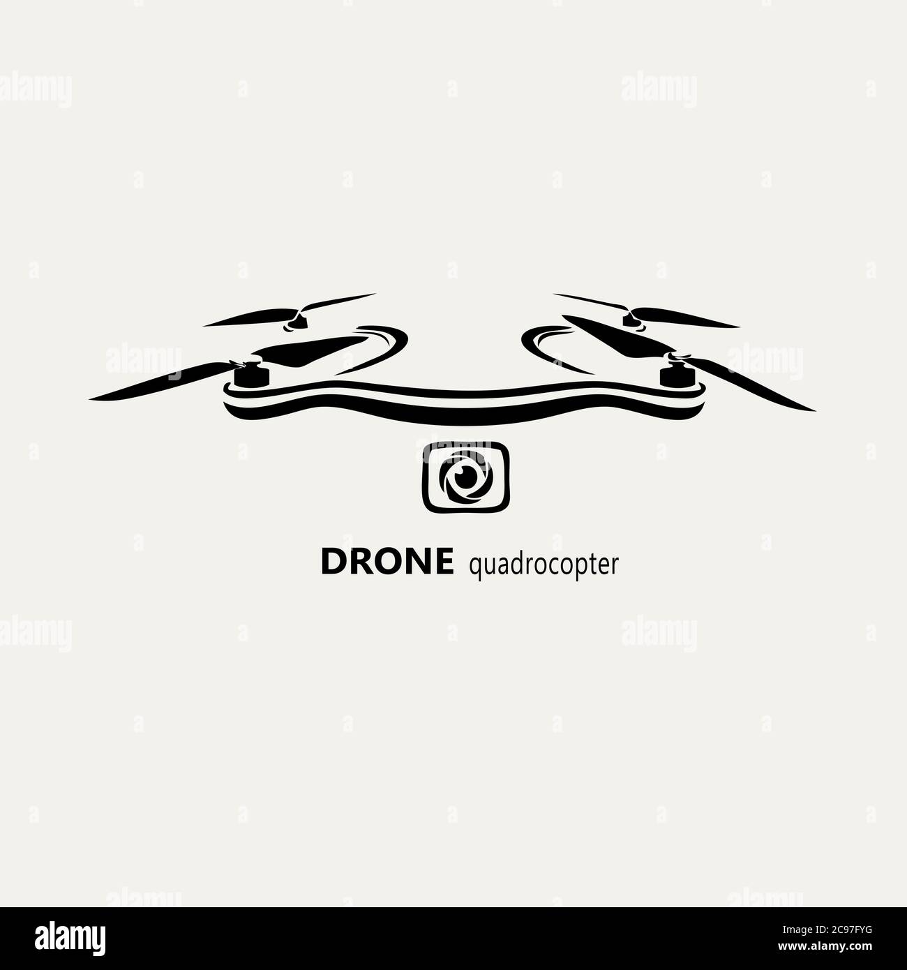 Drone logo camera black and white Stock Photo