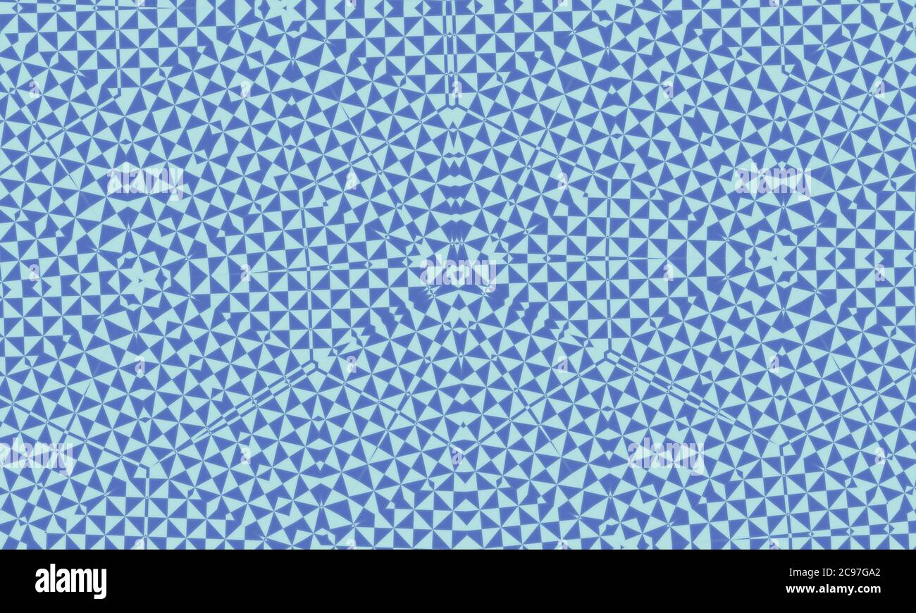 Blue kaleidoscope patterned background for wallpapers Stock Photo
