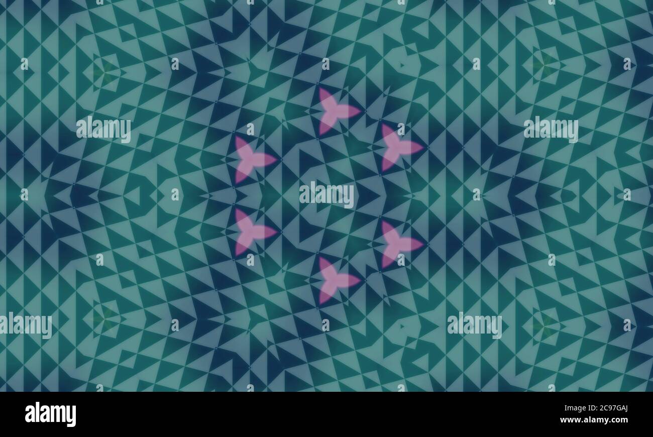 Green blue triangular kaleidoscope patterned background for wallpapers Stock Photo