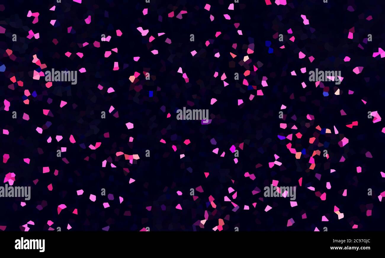 Dark blue background with bright pink confetti for wallpapers Stock