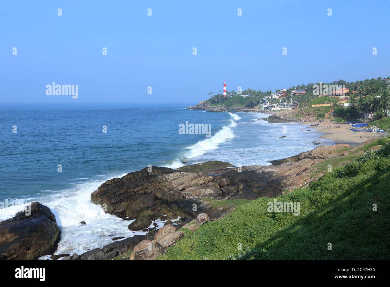 Vizhinjam, beach, light, House, Thiruvananthapuram, kerala, India Stock Photo