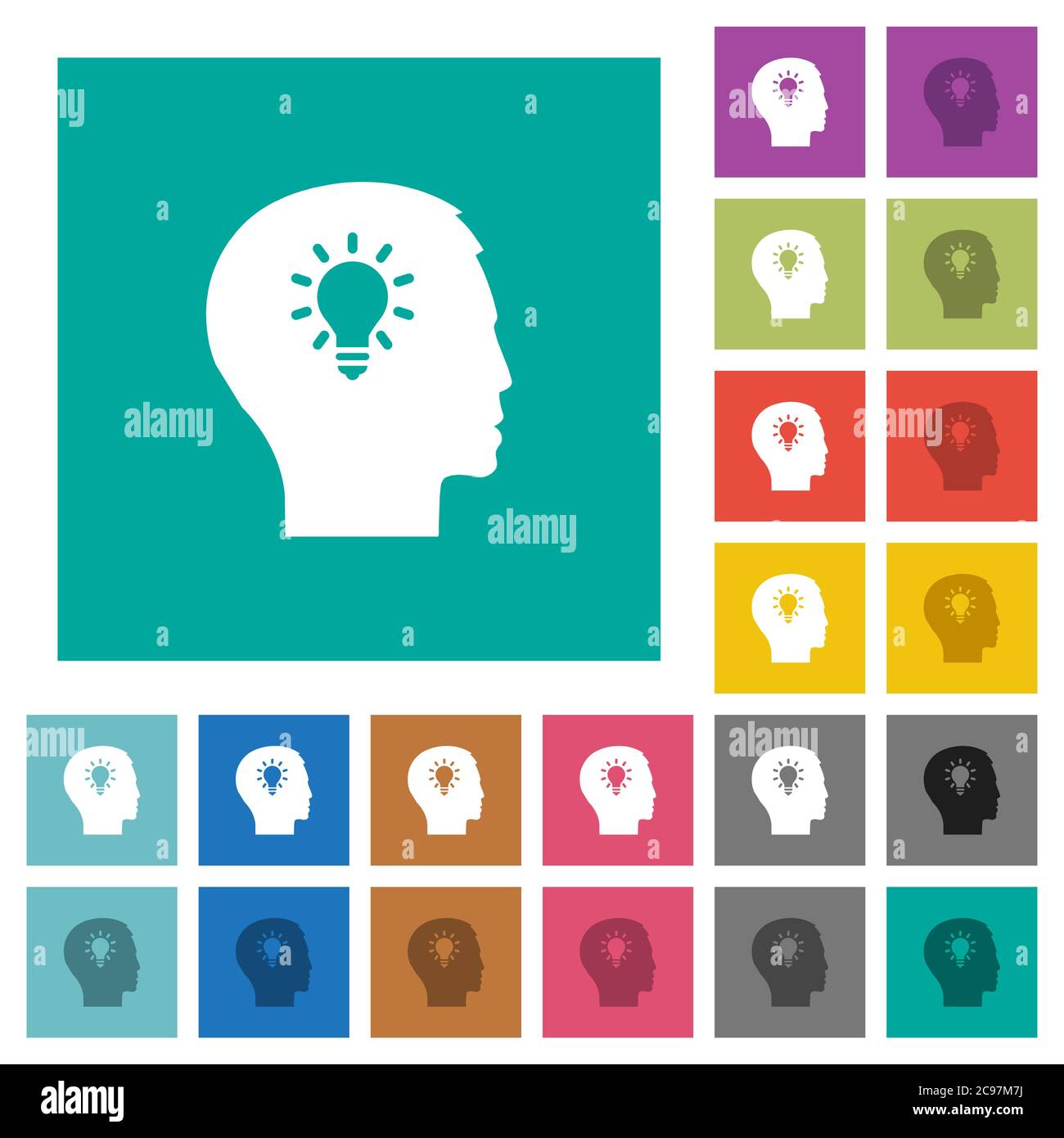 Idea multi colored flat icons on plain square backgrounds. Included ...