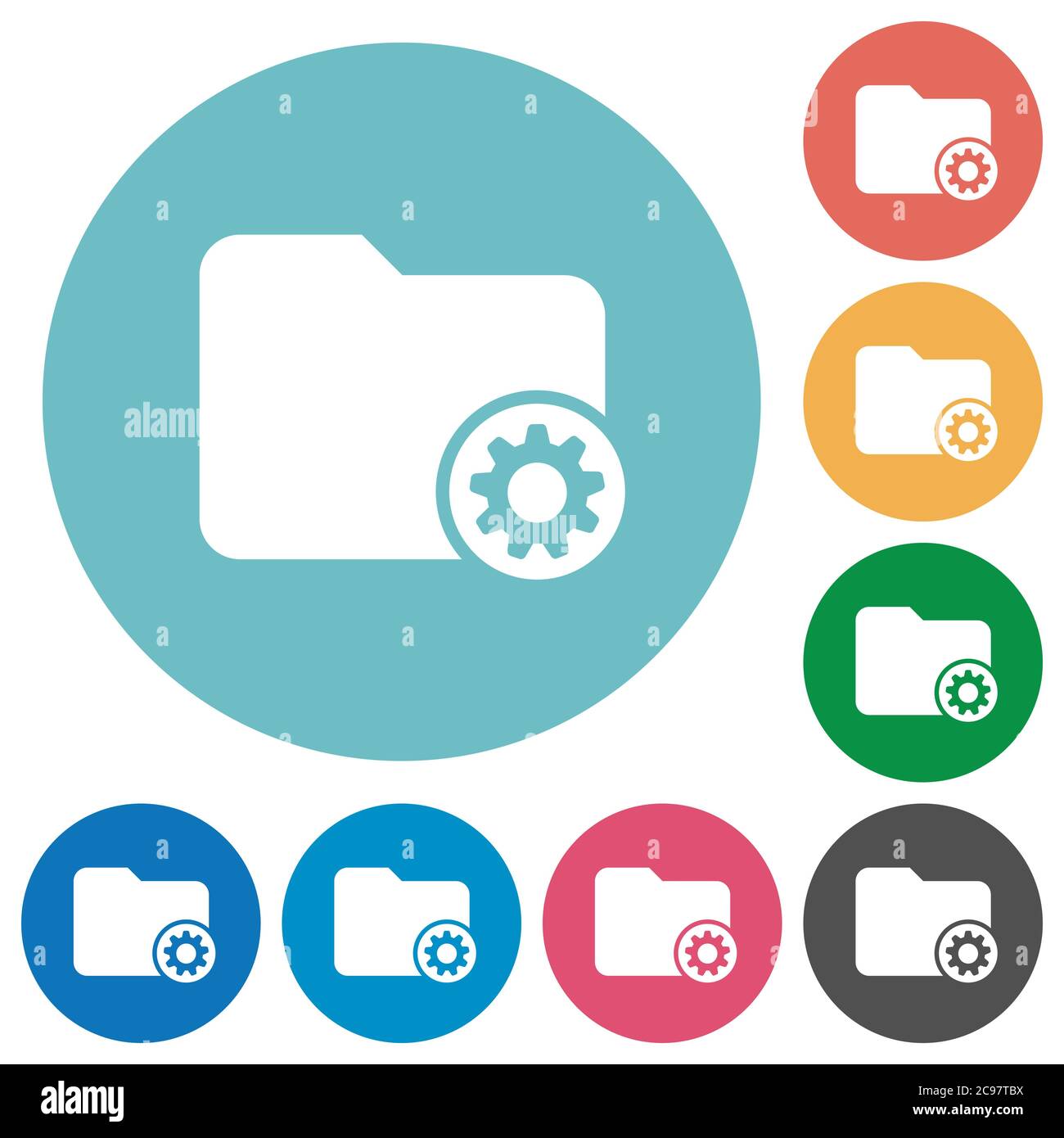 Directory settings flat white icons on round color backgrounds Stock Vector