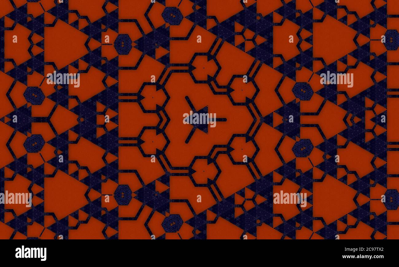 Orange blue kaleidoscope patterned background for wallpapers Stock Photo
