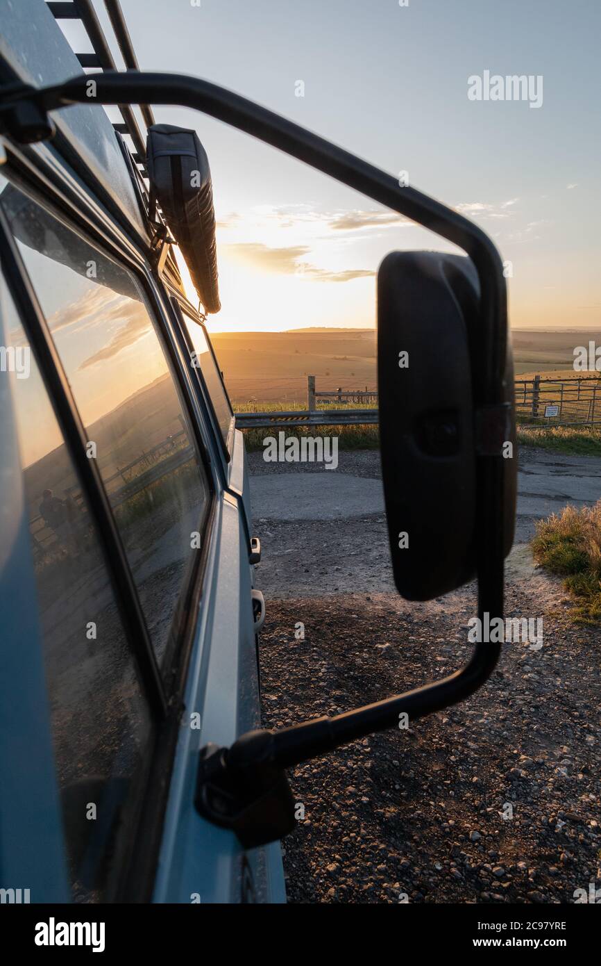 A portrait profile of my vanagon at sunset. Stock Photo