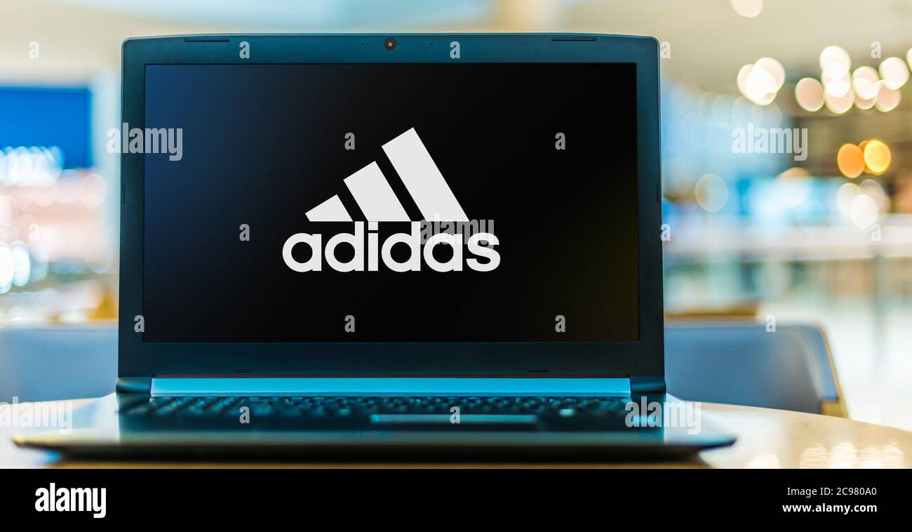 POZNAN, POL - JUN 20, 2020: Laptop computer displaying logo of Adidas, a German  company, that designs and manufactures shoes, clothing and accessories  Stock Photo - Alamy