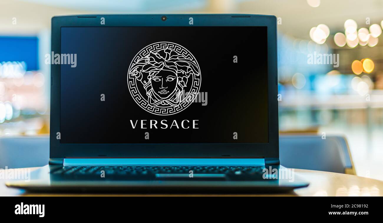 Poznan Pol Jun 20 2020 Laptop Computer Displaying Logo Of Versace An Italian Luxury Fashion Company And Trade Name Founded By Gianni Versace In Stock Photo Alamy