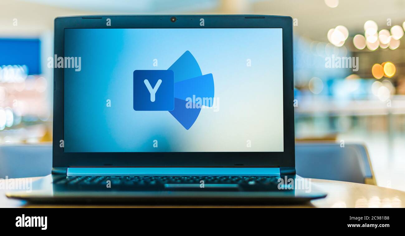 POZNAN, POL - JUN 16, 2020: Laptop computer displaying logo of Yammer ...