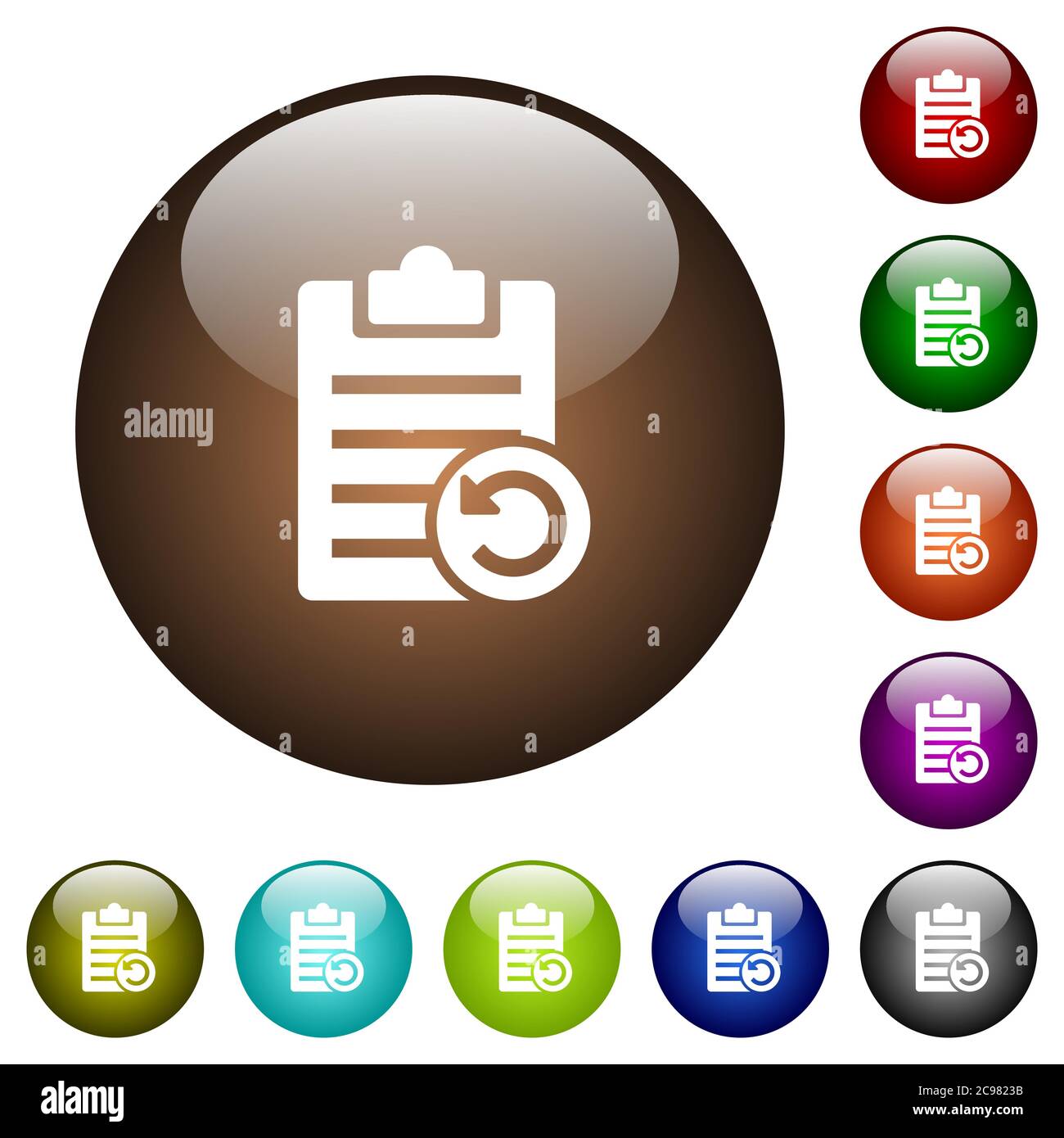 Undo note changes white icons on round color glass buttons Stock Vector