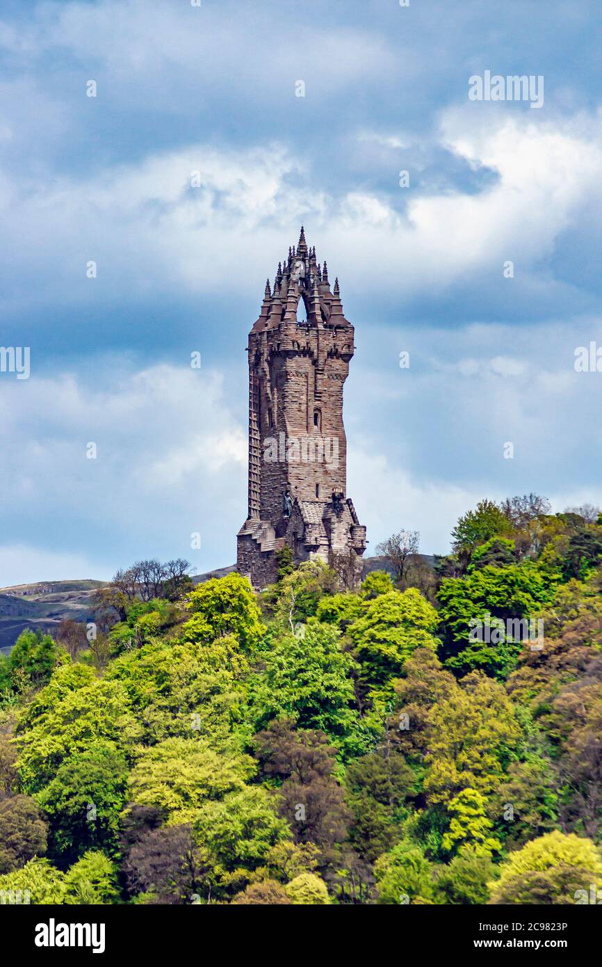 The National Wallace Monument on Abbey Craig north of Stirling in Scotland Stock Photo