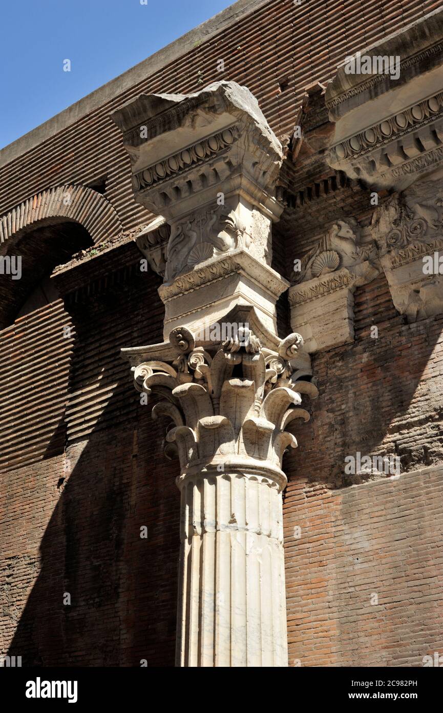 Italy, Rome, Basilica of Neptune (near the Pantheon), corinthian column Stock Photo