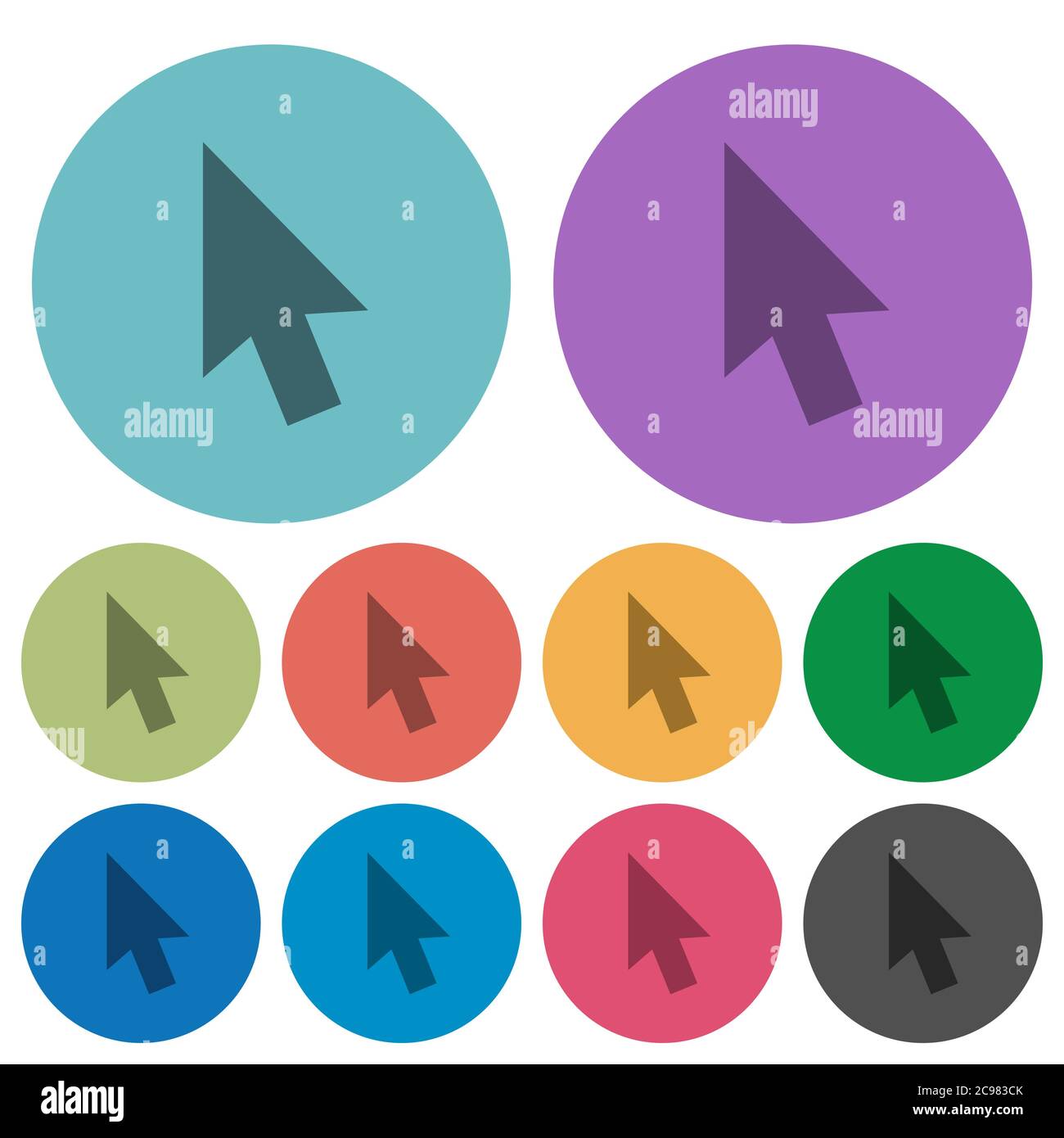 Mouse cursor darker flat icons on color round background Stock Vector ...