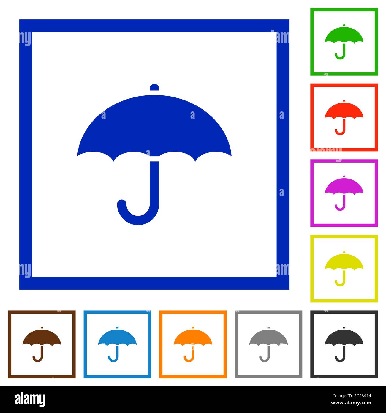 Umbrella flat color icons in square frames on white background Stock ...