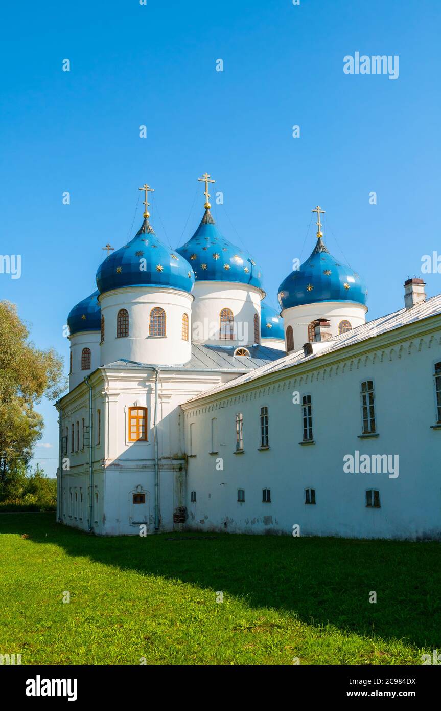 Veliky Novgorod, Russia. Church of Exaltation of the Cross in Russian orthodox Yuriev Monastery in Veliky Novgorod Stock Photo