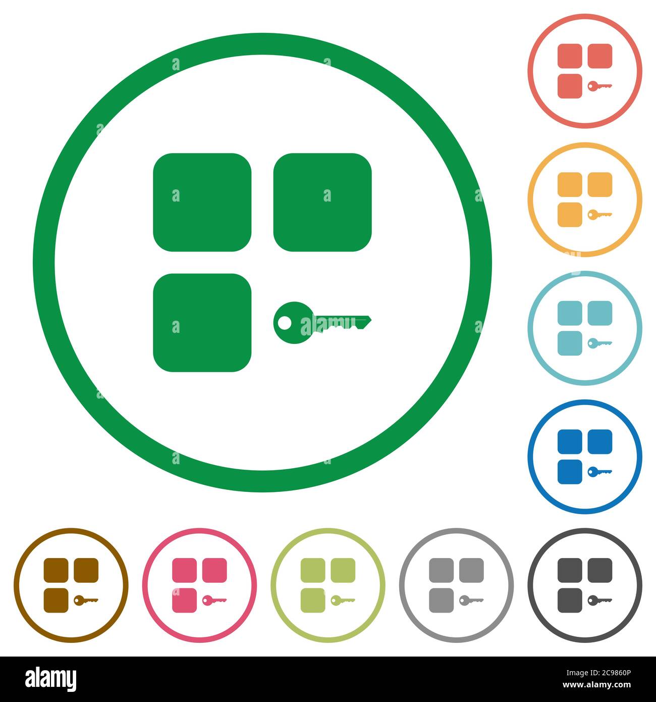 Secure component flat color icons in round outlines on white background Stock Vector