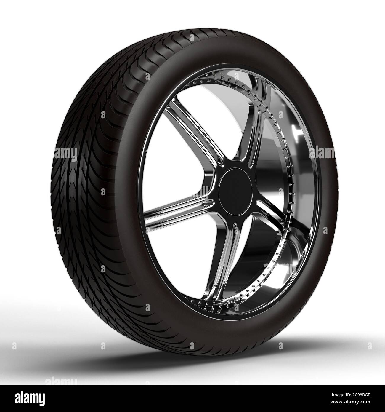 Car wheel isolated on white background. 3D rendering Stock Photo - Alamy
