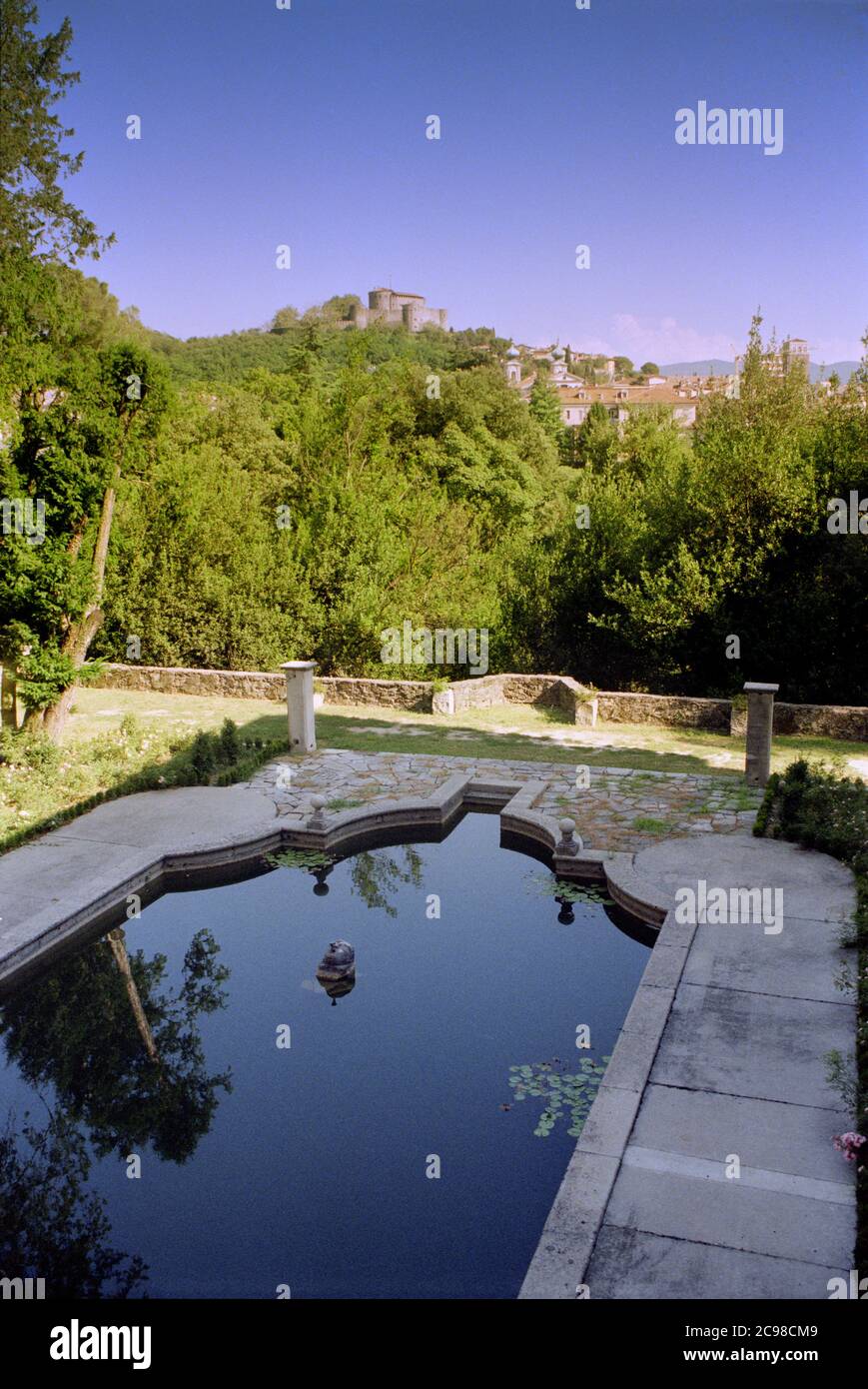 Italy, Friuli Venezia Giulia, Gorizia, Coronini Cromberg Palace, Fountain background Castle Stock Photo